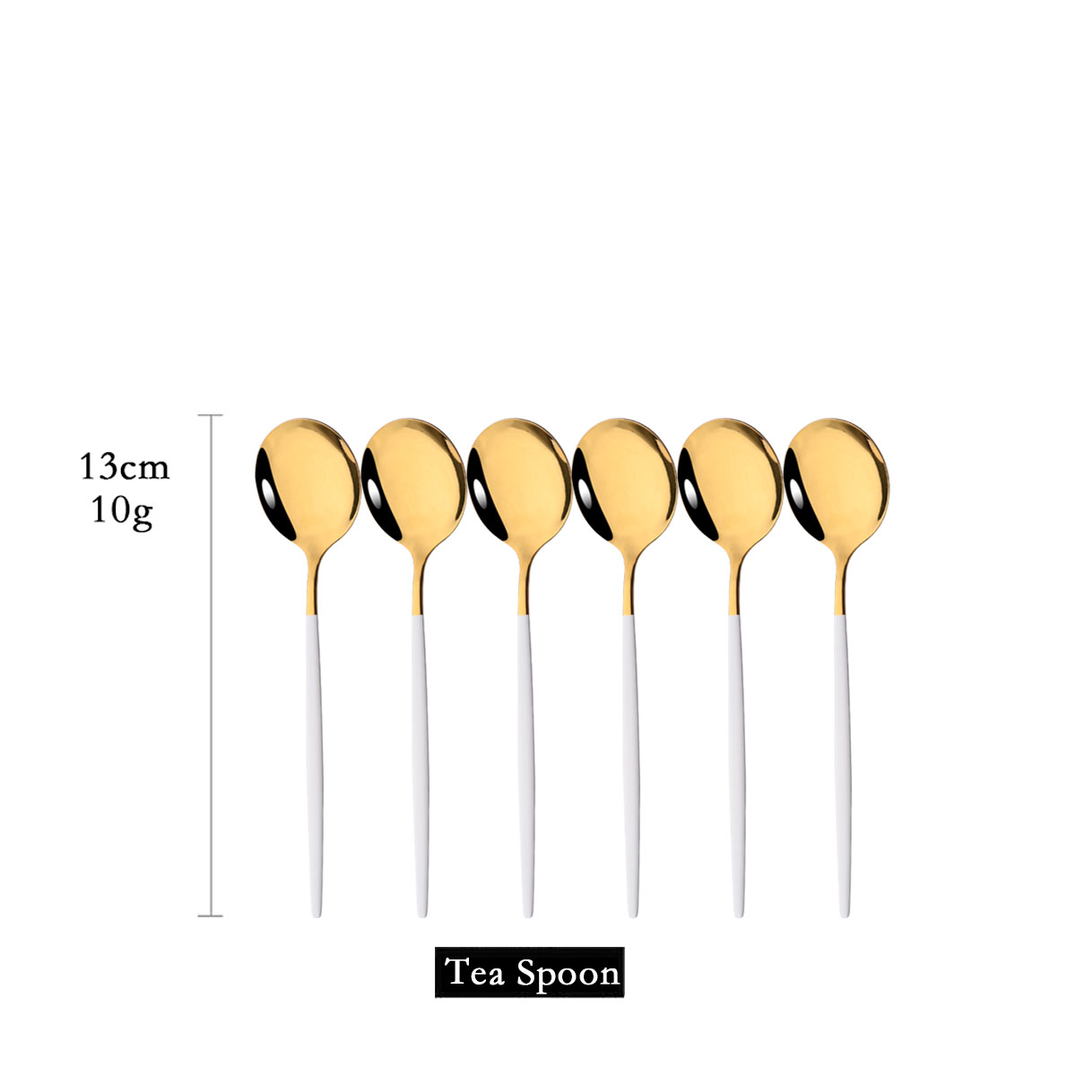 Kitchen Gadgets Gold - 6Pcs Mirror White Gold Tea Spoon