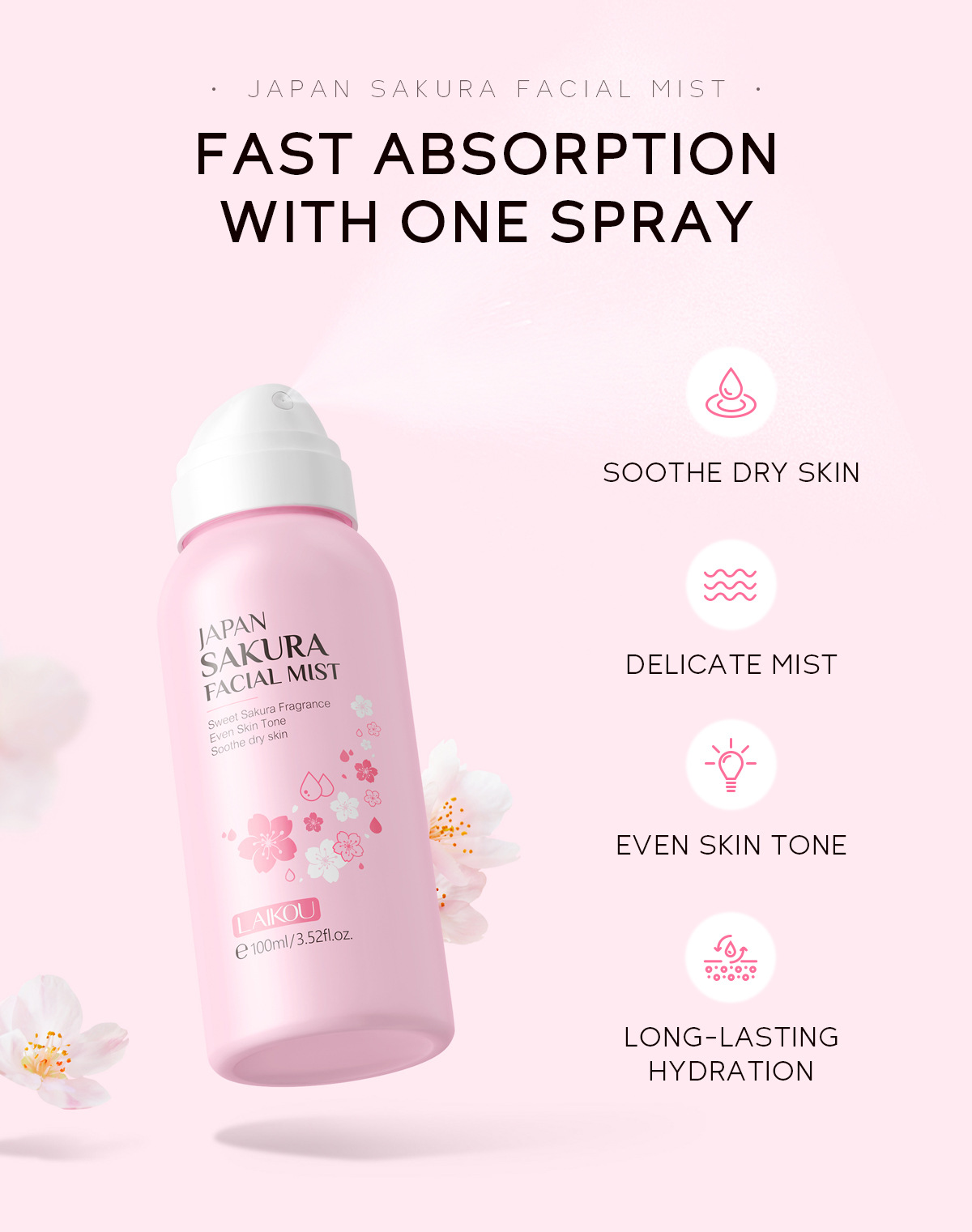 LAIKOU Sakura Facial Mist Brig - Oil Mister Spray Bottle ulasan dan harga