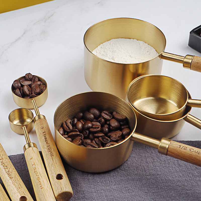 4/8pcs Wooden Gold Measuring C - Kitchen Gadgets Gold ulasan dan harga