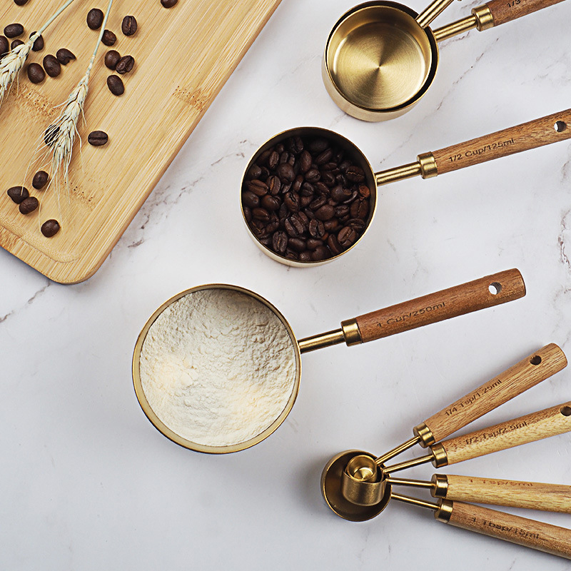 4/8pcs Wooden Gold Measuring C - Kitchen Gadgets Gold ulasan dan harga