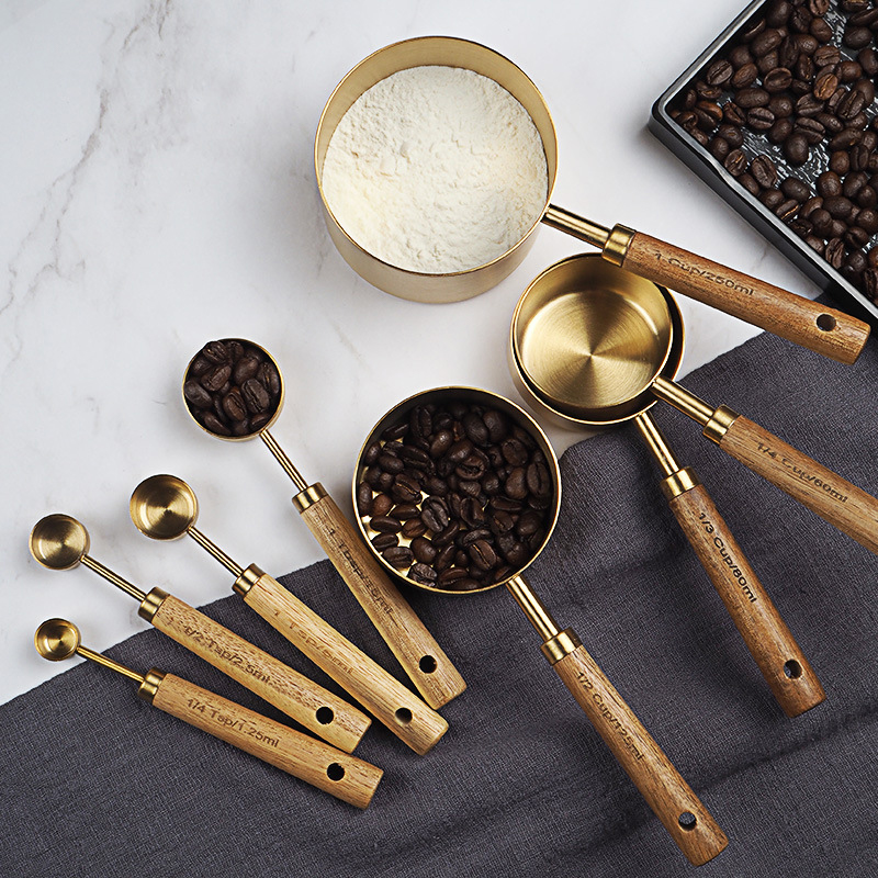 4/8pcs Wooden Gold Measuring C - Kitchen Gadgets Gold ulasan dan harga